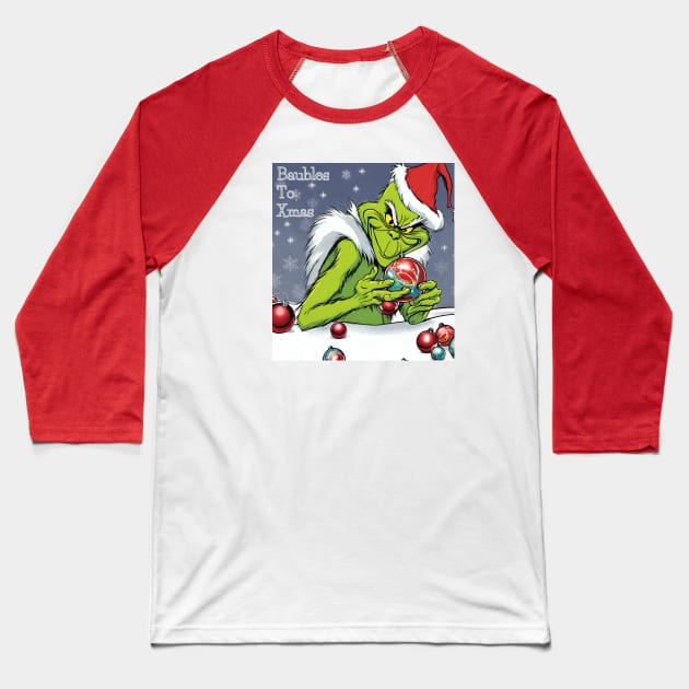 Grinch Baubles Baseball T-Shirt by TeawithAlice